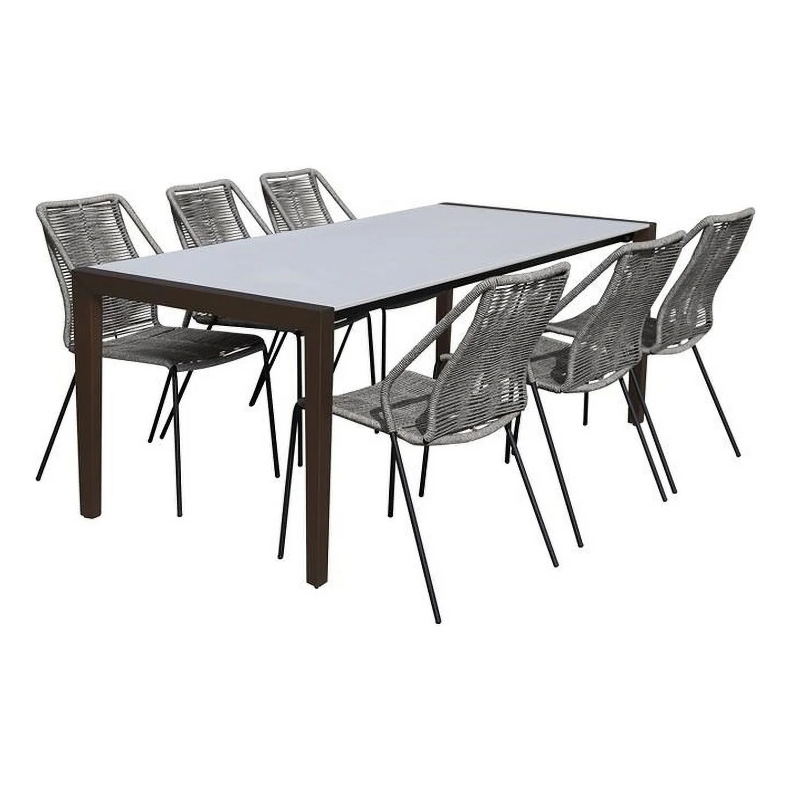 Pemberly Row Modern 7PC Fabric Outdoor Dining Set in Brown/Gray
