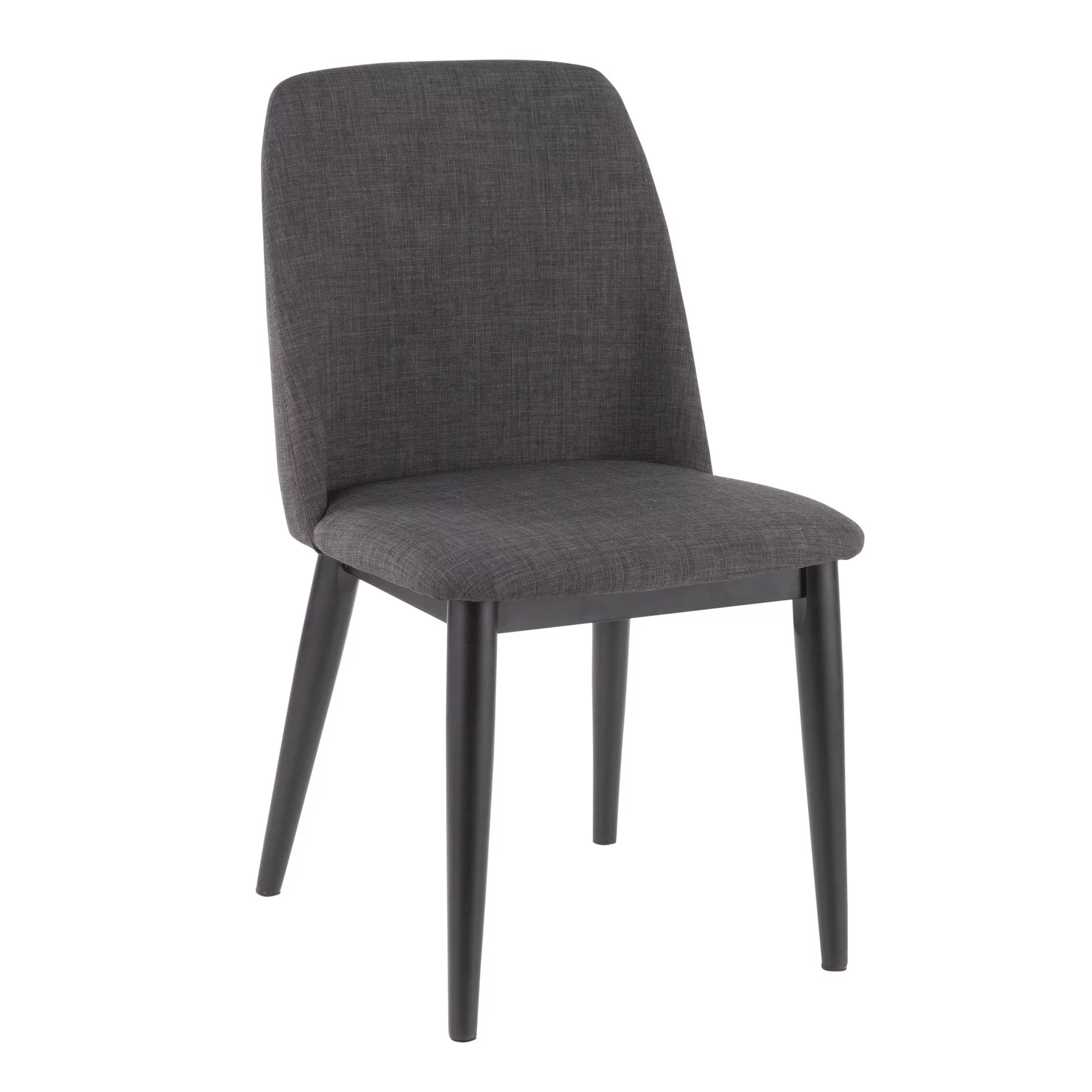 Contemporary Home Living Set of 2 Charcoal Grey Fabric and Black Wooden Tintori Dining Chair, 33”