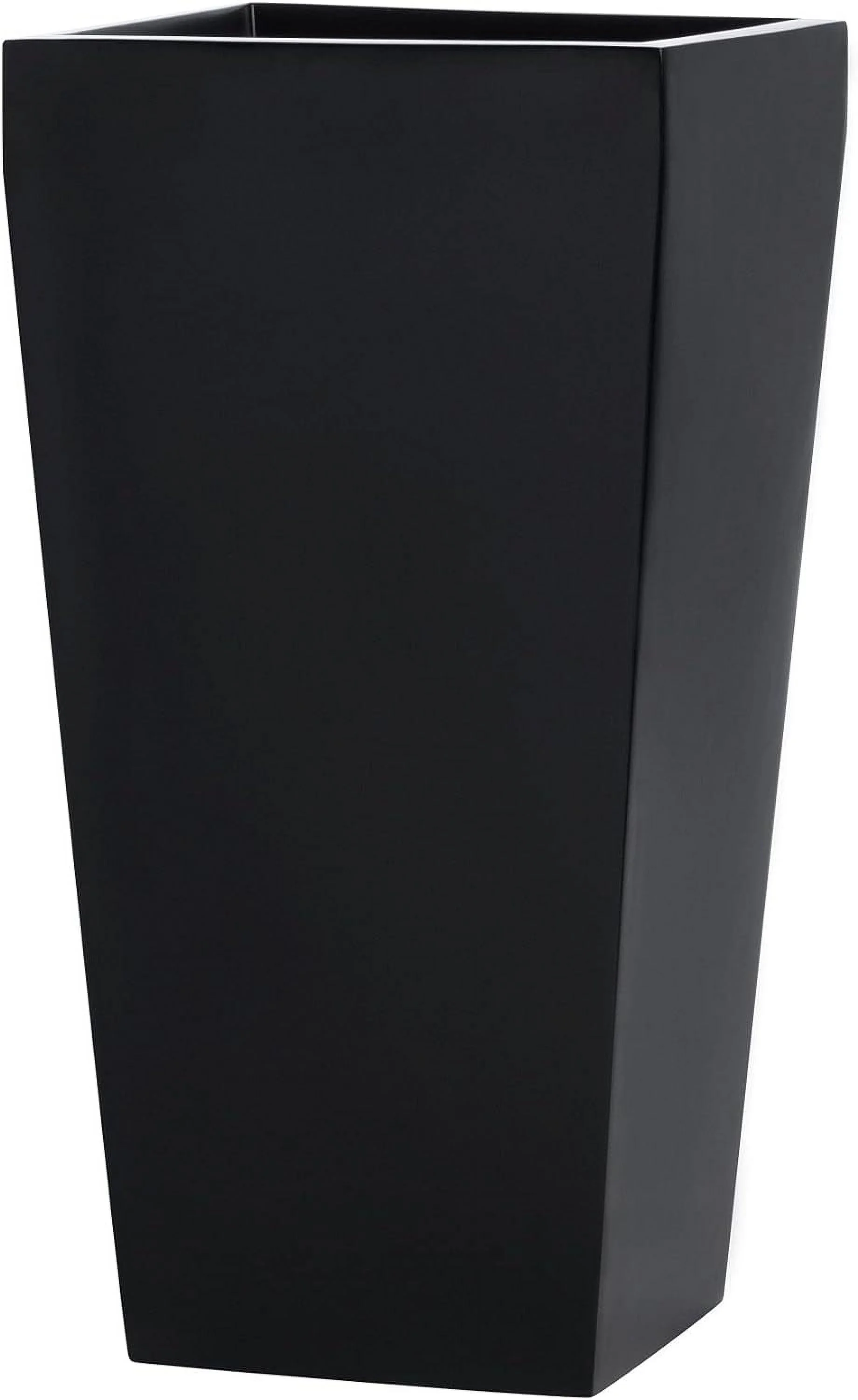 Windsor Tall Square Fiberglass Planter, Black, 15 Inch