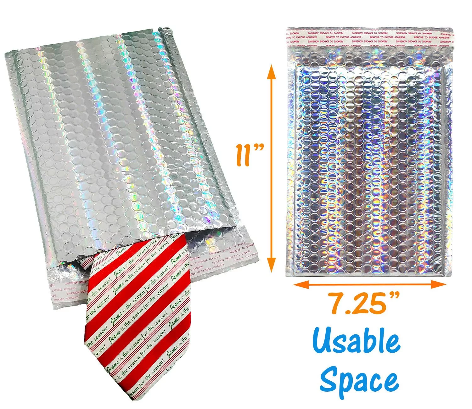 Holographic Metallic Bubble Mailers Padded Shipping Quality Sturdy Strong Mailing Envelopes, Weather Resistant