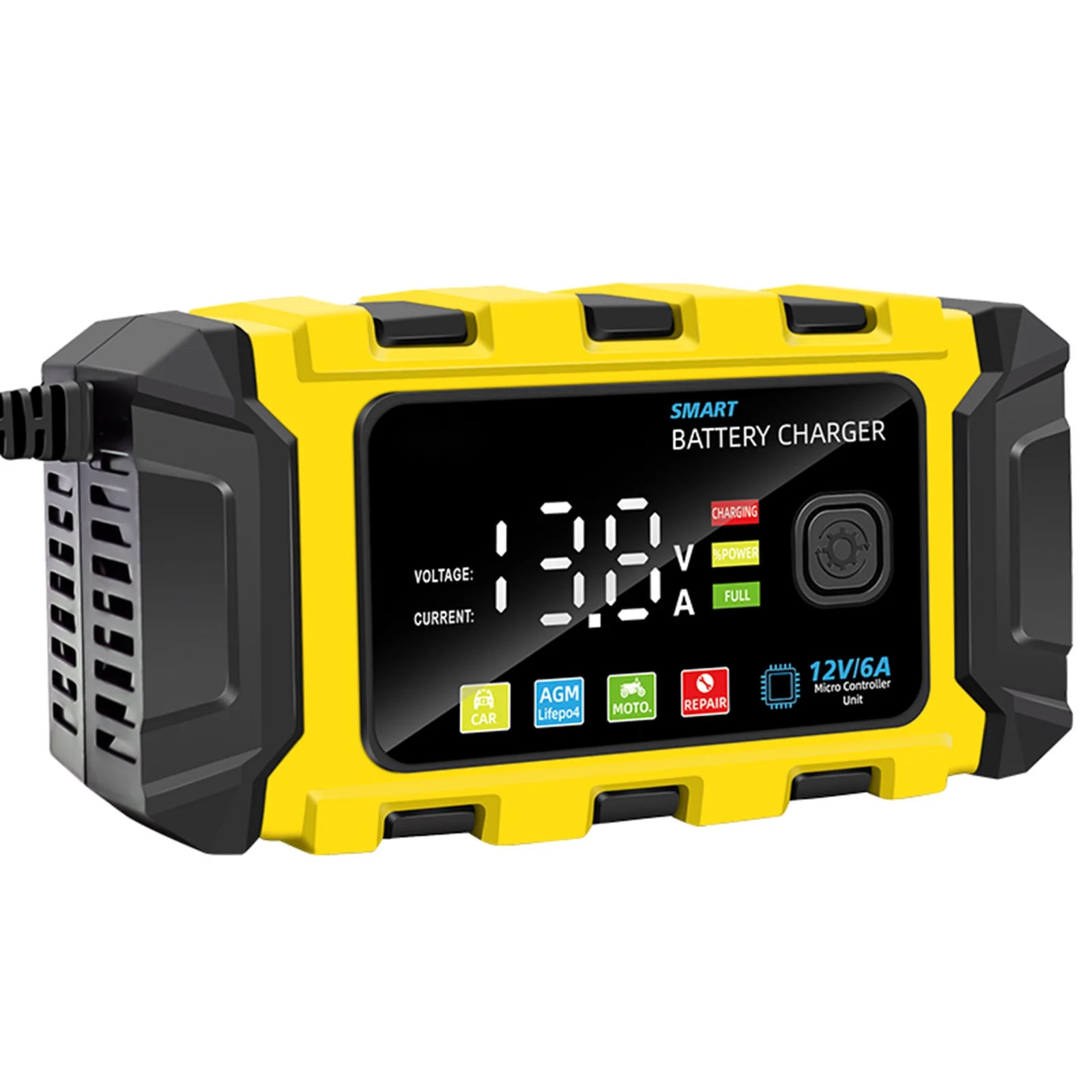 Dcenta Battery with Large Digital Display Screen, 12V Intelligent Automatic Battery for Trucks and SUVs