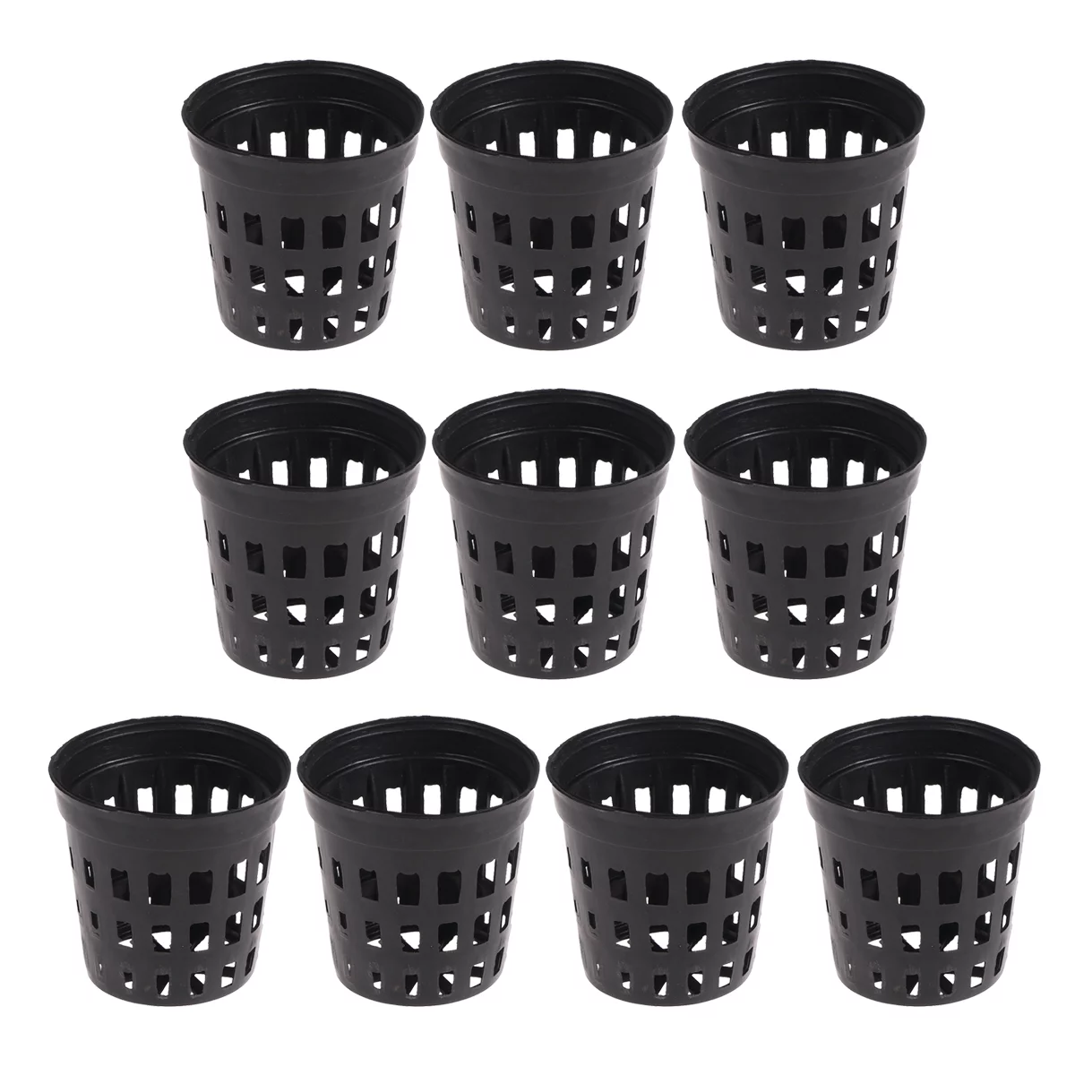 Gongxipen 10pcs Aquarium Plastic Pot Baskets Aquarium Aquatic Water Flower Plant Grass Planting Decor Black - Middle Size