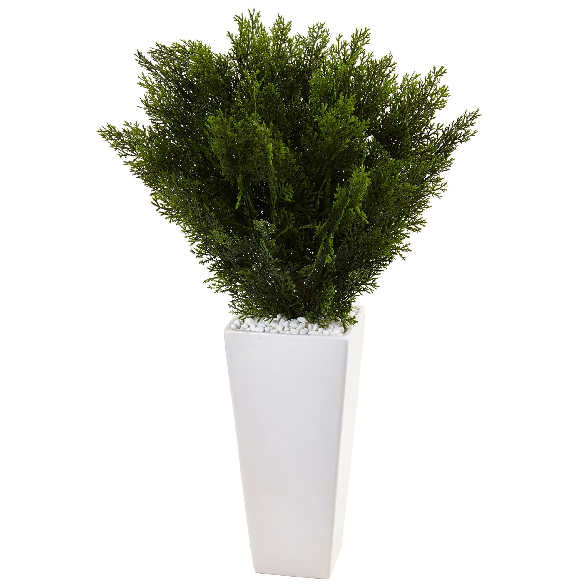Nearly Natural 6997 Cedar in White Tower Planter