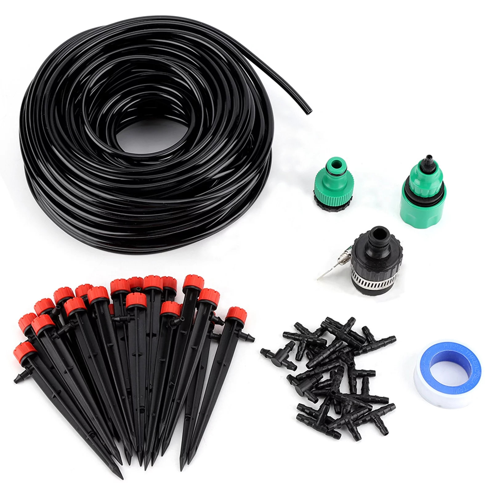 Garden Drip Irrigation System - 25 Meter Water Irrigation Set/Ground Insertion Dropper Automatic Watering Device Garden Drip Irrigation Set for Flowers Plants