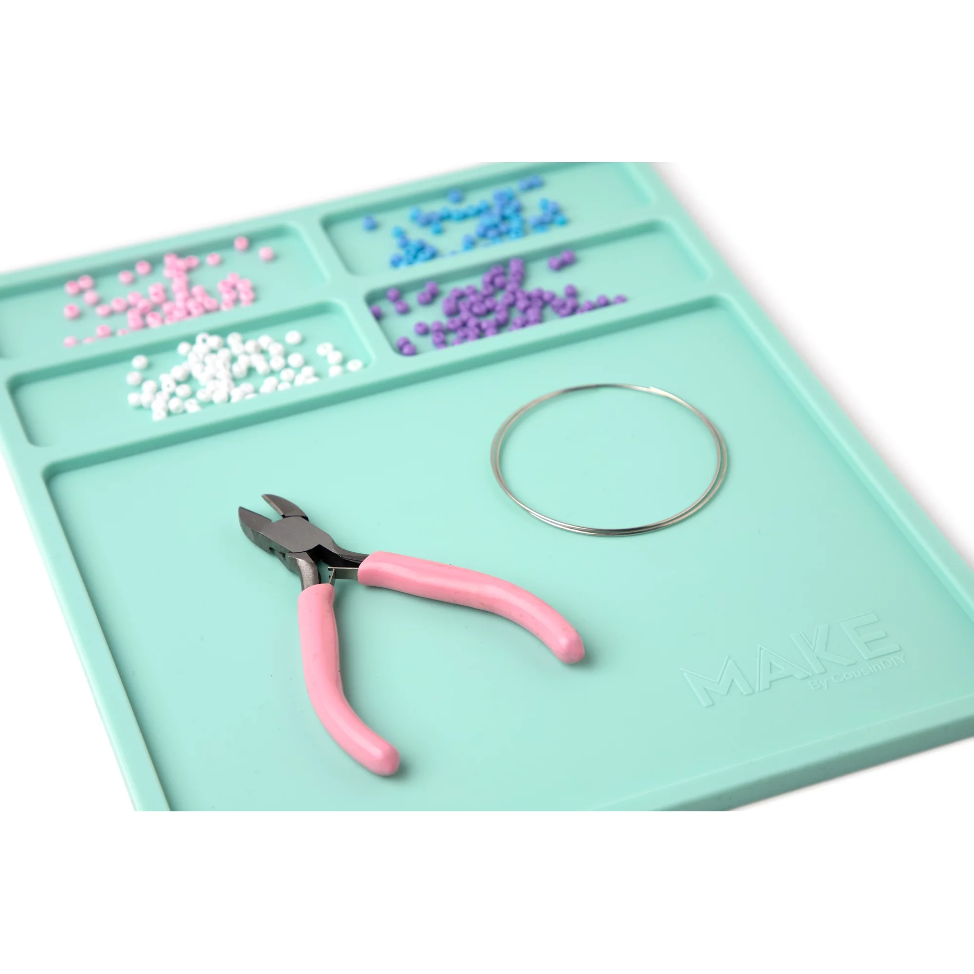 Cousin DIY Silicone Bead and Crafting Mat with Recessed Compartments, Teal Blue, 1 Piece