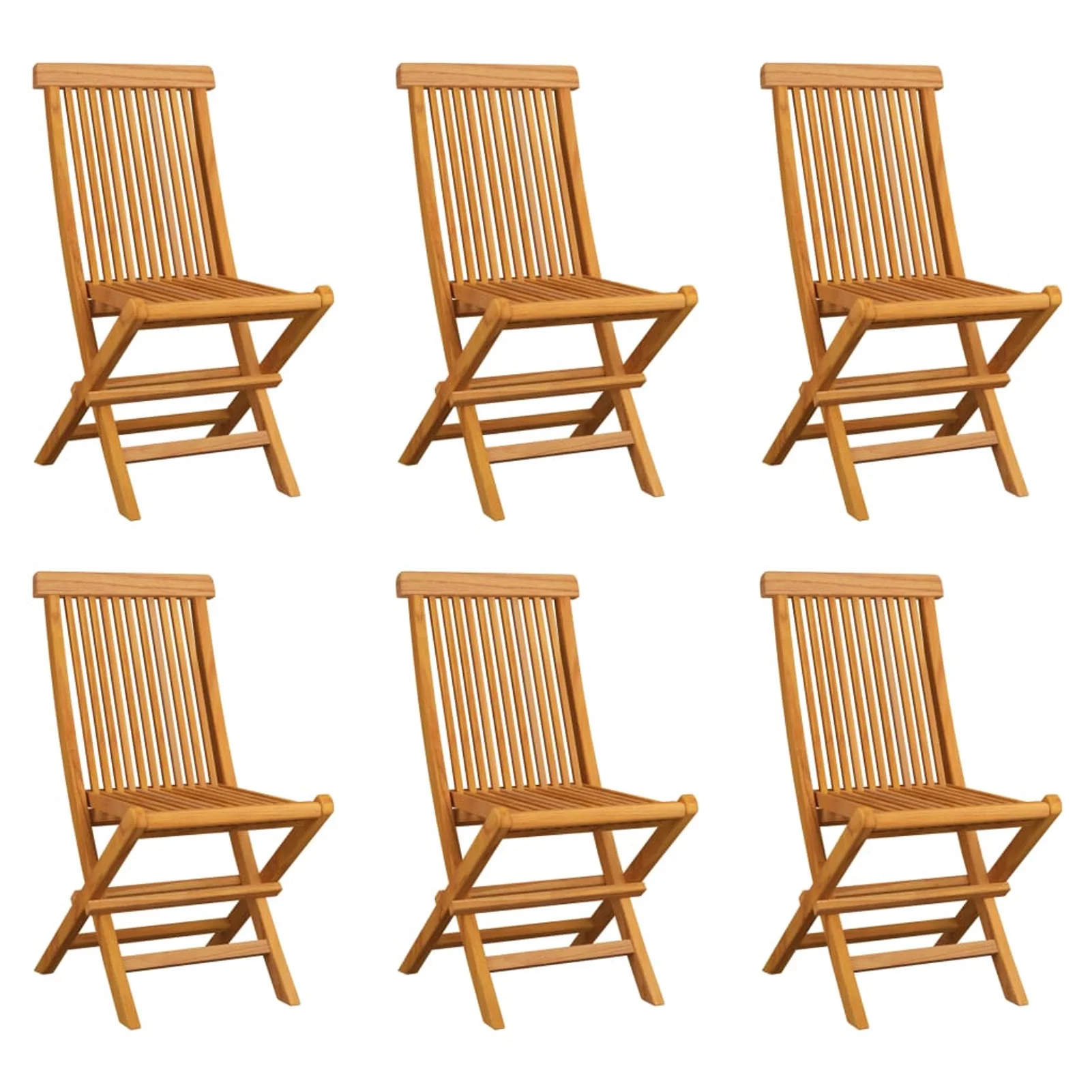 Folding Garden Chairs 6 pcs Solid Teak Wood