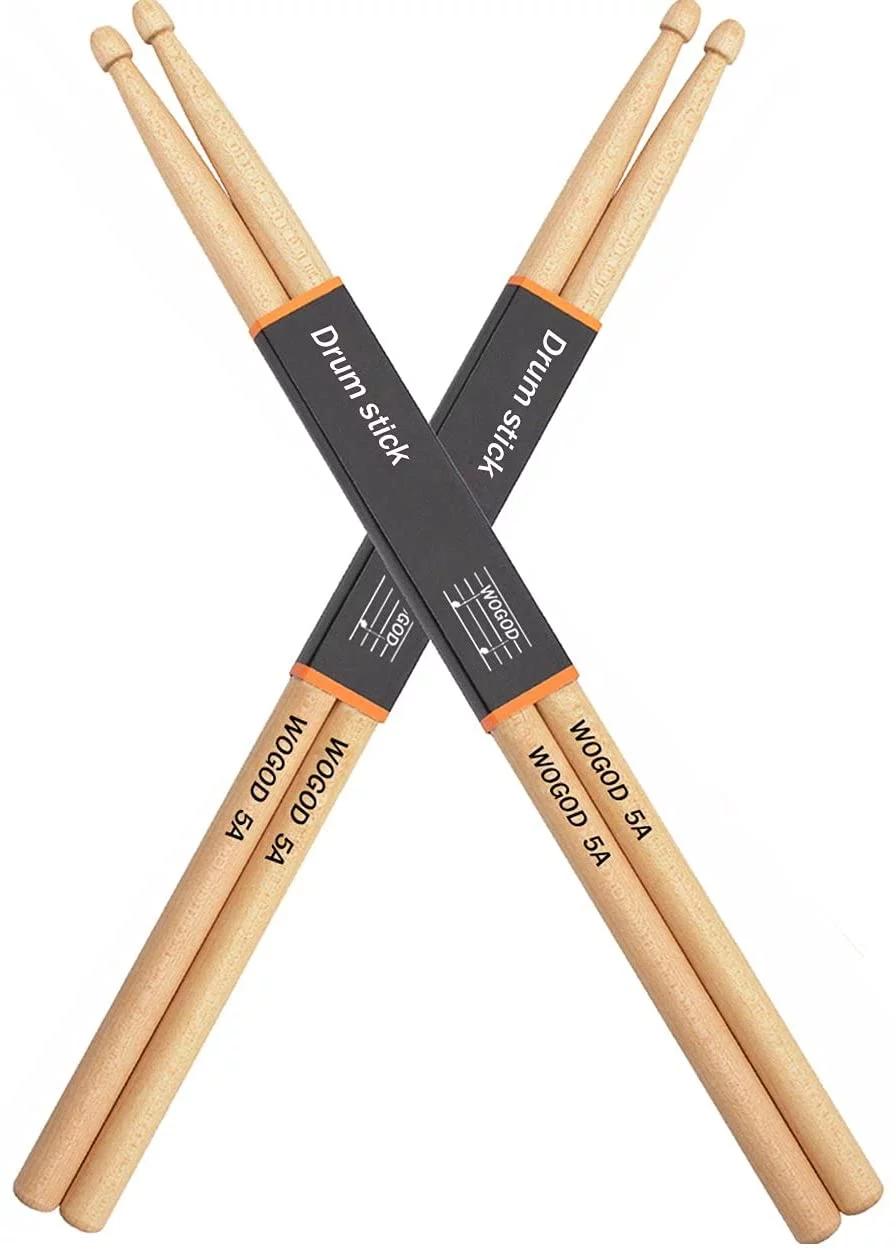 5A DrumSticks Maple Drum Sticks Classic Maple Wood Drumsticks Wood Tip Drumstick for Students and Adults (2 Pair)