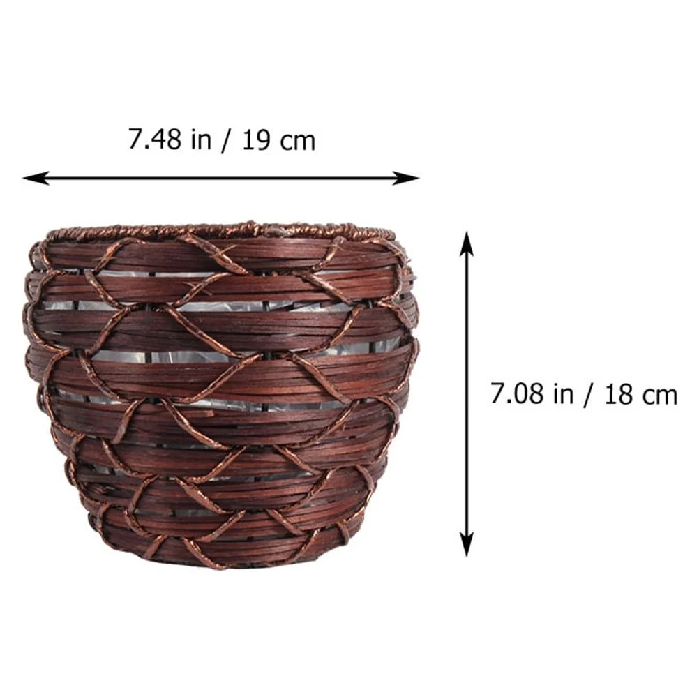 Guichaokj Handmade Woven Plastic Rattan Flower Basket Plant Pot Flower Arrangement Pot