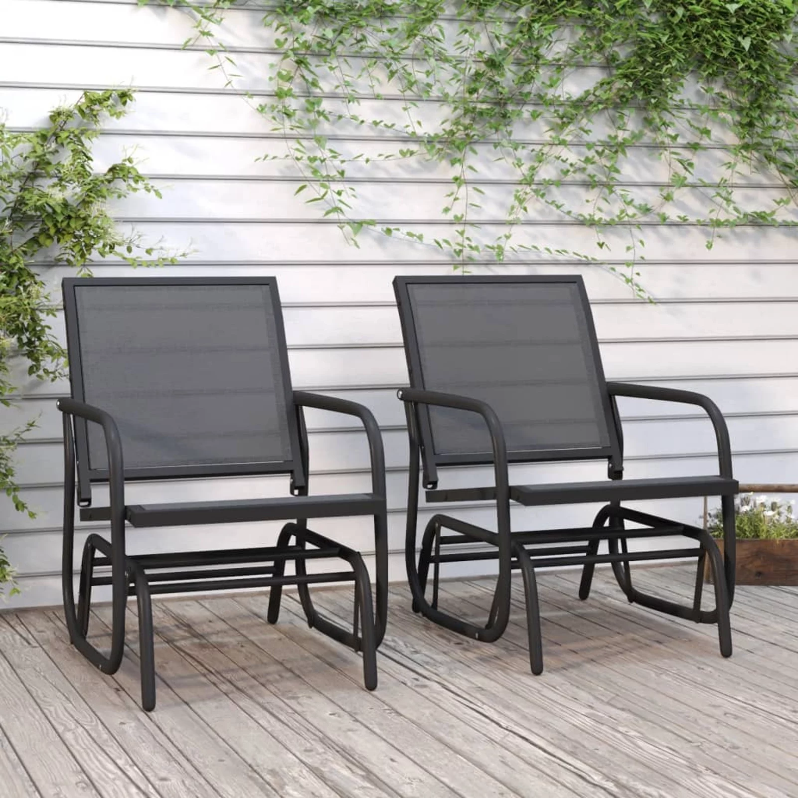 Anself 2 Piece Garden Glider Chairs, Textilene Seat  Dining Chair Set, Steel Garden Armchairs for Balcony Backyard Lawn Furniture 24 x 29.9 x 34.3 Inches (L x W x H)