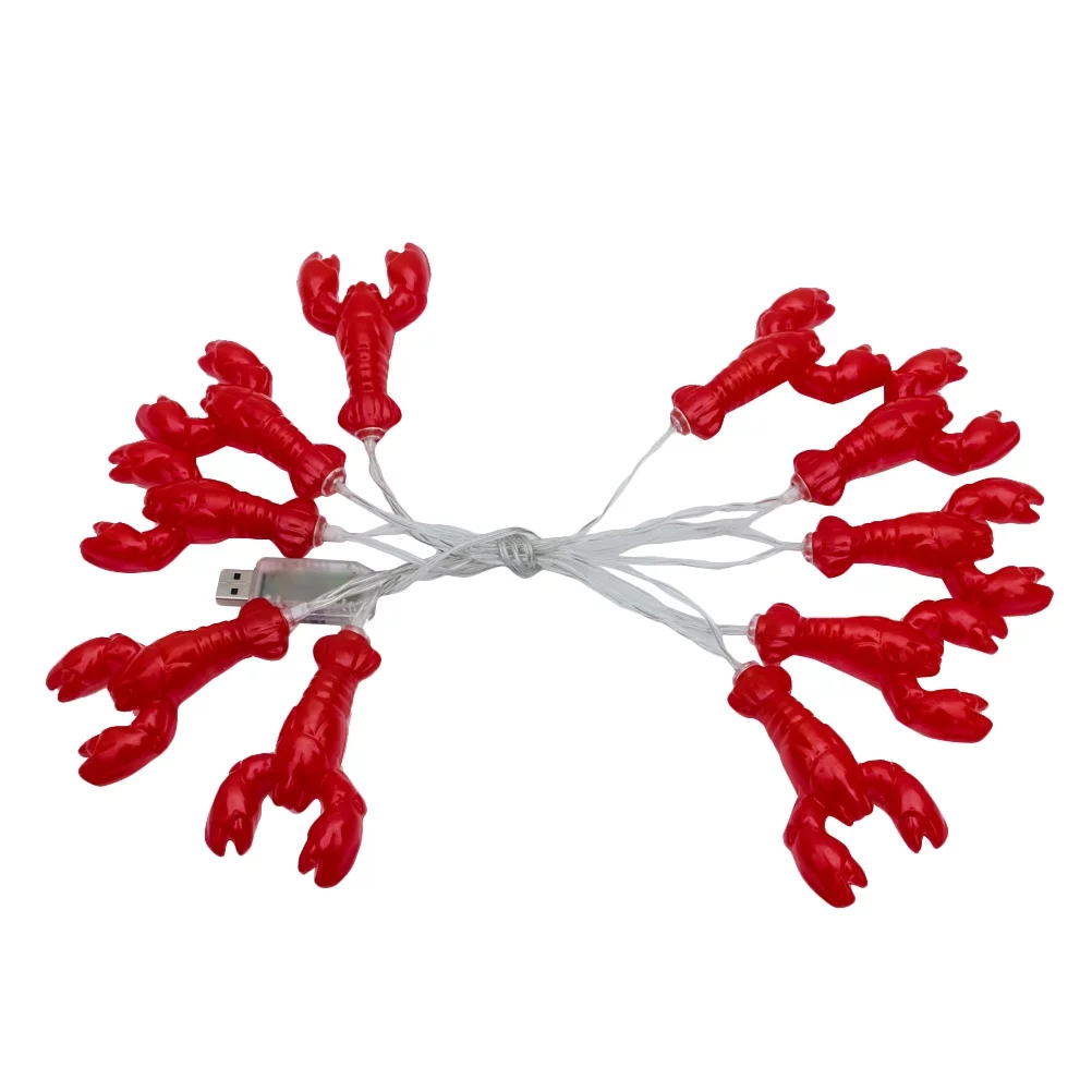 HOMEMAXS 1Pc Decorative LED Lamp String Christmas String Light Lobster Shaped Light (Red)