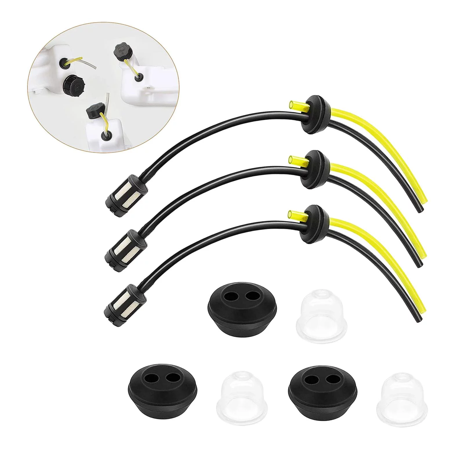 3 Pack Strimmer Fuel Pipe Grass Trimmer Fuel Line Fuel Line Grommet Assembly for
