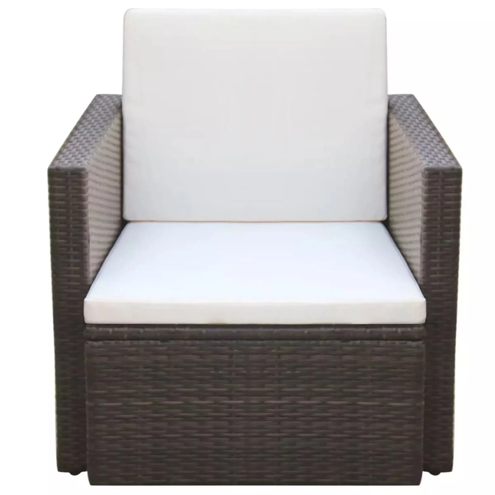 Tomshoo Patio Chair with Cushions and Pillows Poly Rattan Brown