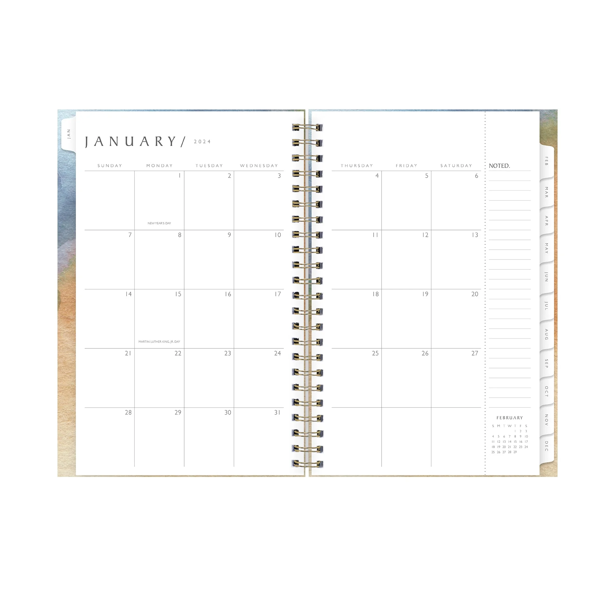 2024 Weekly Monthly Planner, 5x8, Blue Sky, Andreo