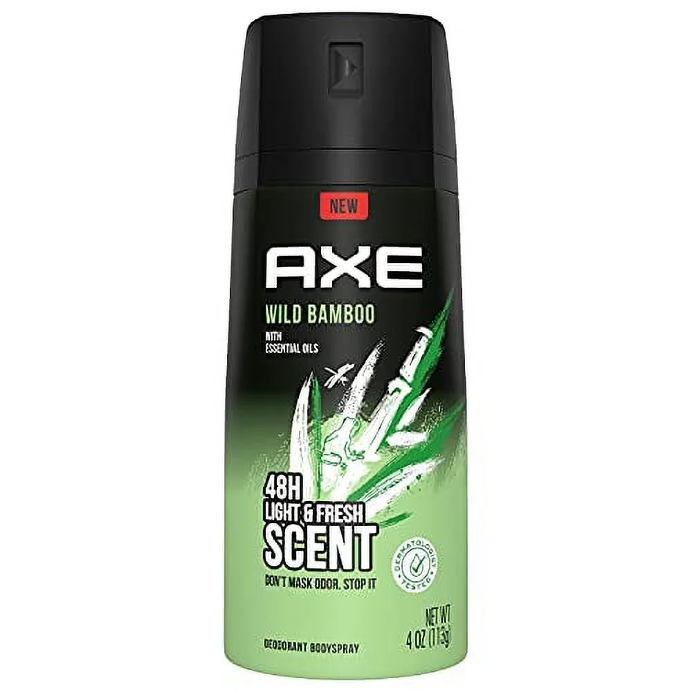 Axe Wild Bamboo Men's Body Spray Deodorant Odor Protection, Grapefruit, 4 Oz, 6 Pack, Male