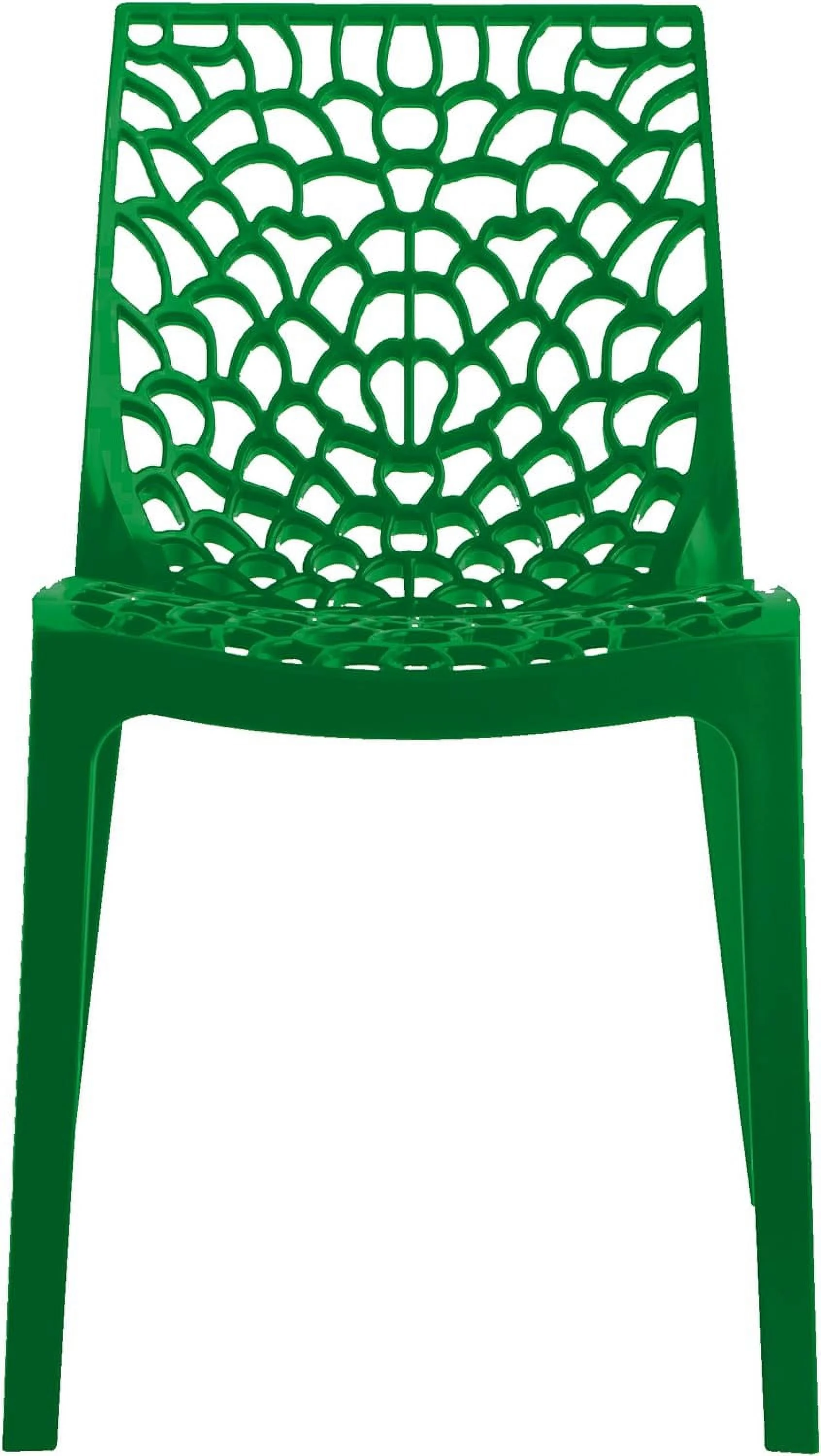 Gruvyer Indoor Outdoor Dining Chairs, From Italy, Stackable, Strong - Brilliant Green (2 Chairs)