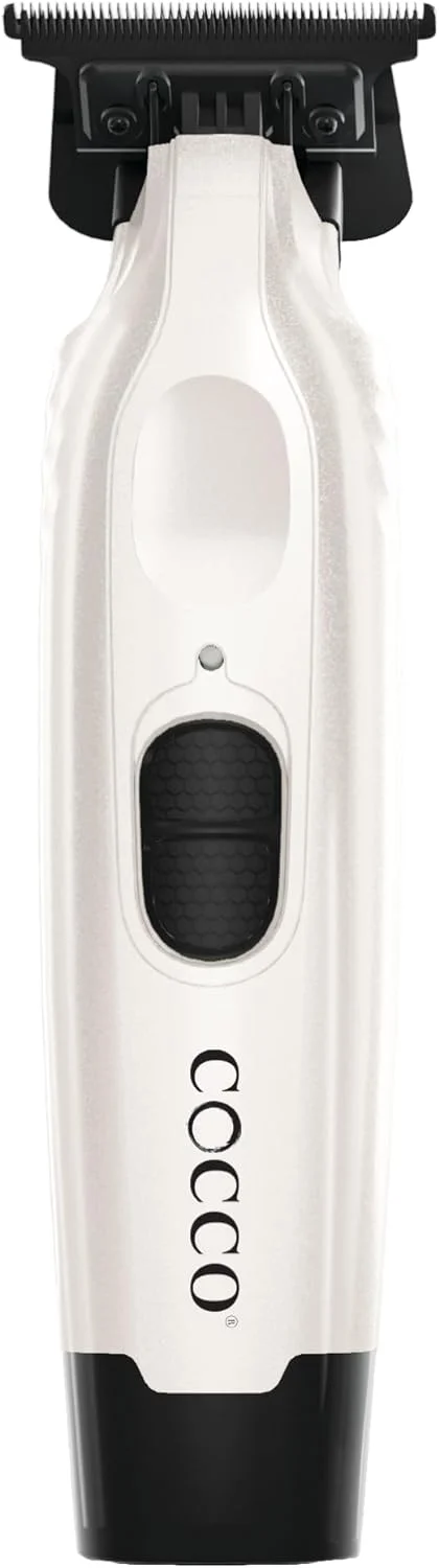 Cocco® Veloce Pro Trimmer Collection: Precision Trimmers for Professionals - Digital Gap™ Ambassador DLC Blade, High-Torque DC Motor, All-Metal, Cordless (Limited Edition in Pearl White)