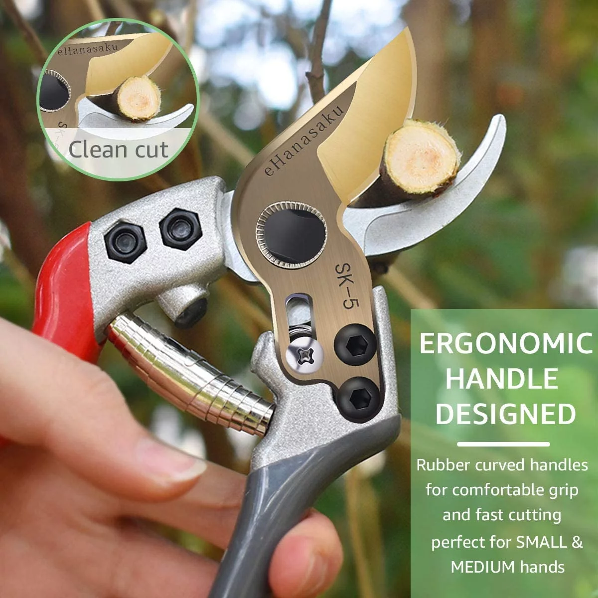 Pruning Shears  Durable Garden Shears with SK5 Steel Blades and Soft-Grip Handle Heavy Duty Plant Flower Tree Branch Cutter Ratchet Pruning Shears Grafting Garden Tool