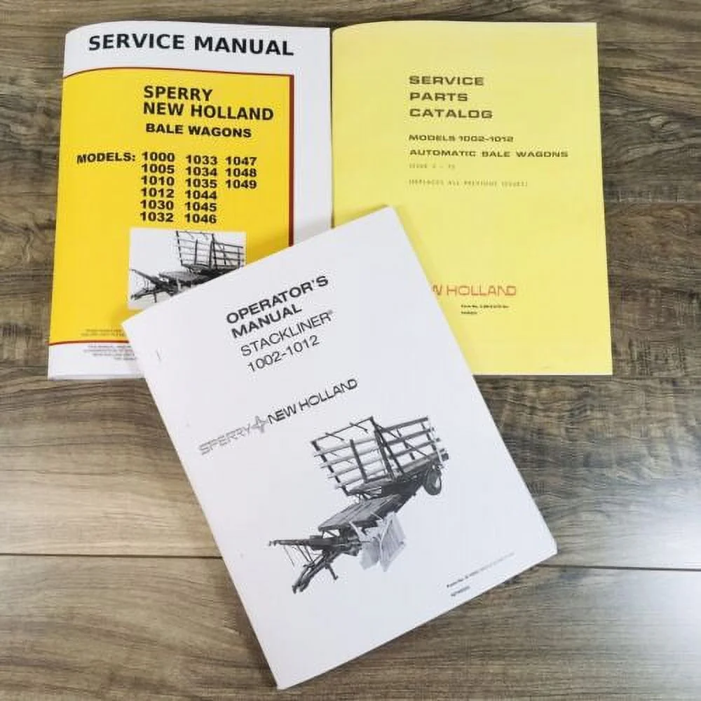 New Holland 1002 1012 Bale Wagon Service Manual Parts Catalog Operators Book