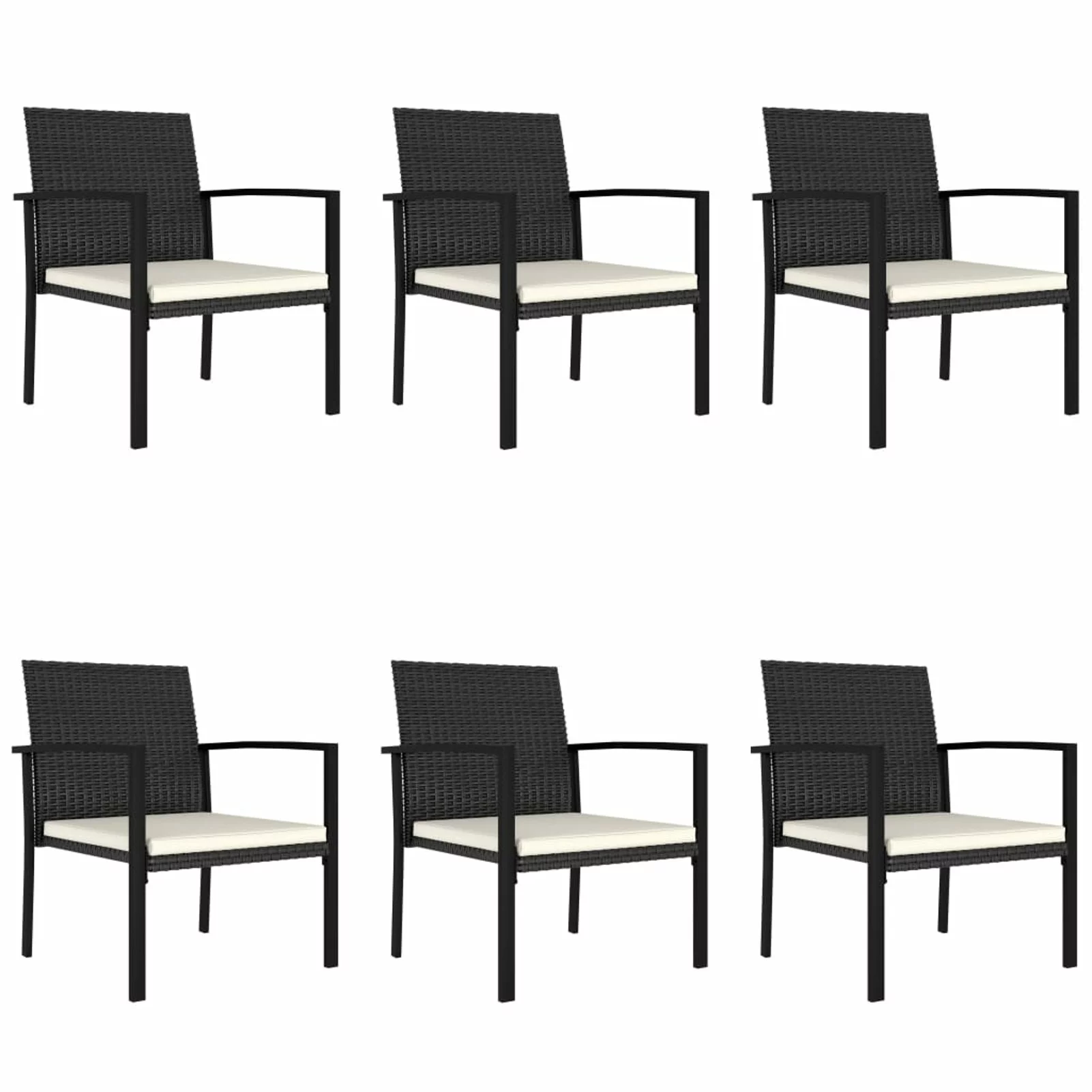 Walmeck 7 Piece Patio Dining Set Poly Rattan Black