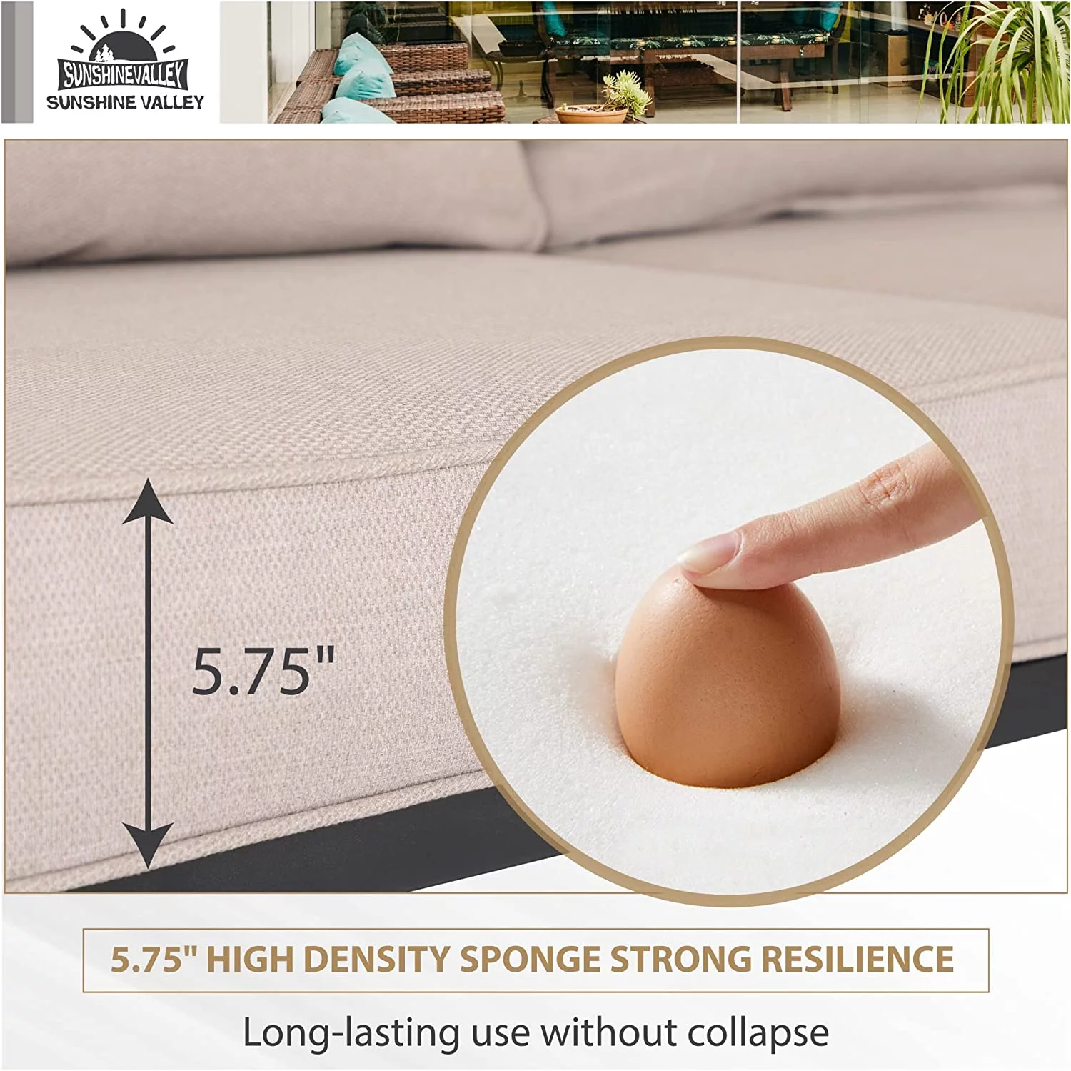 VALLEY Patio Furniture Set 4 PCS Outdoor Conversation Set Metal Sofa Set with Thick Upgrade Cushion and Coffee Table Beige\u2026