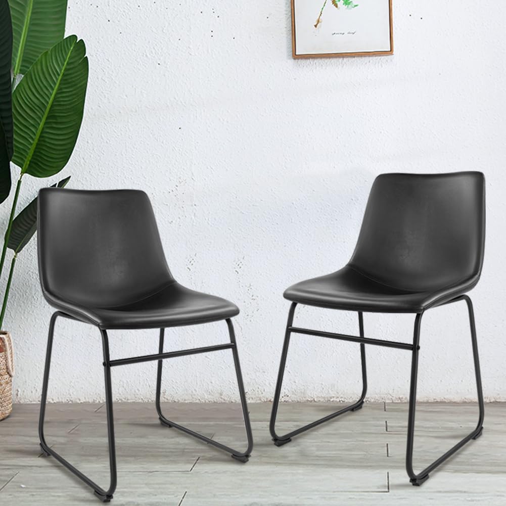 RSJIWOGZ Dinning Chairs  Faux Leather Industrial Chair Counter Height Chair Metal Legs with Footrest Kitchen Chair for Home  Coffee Shop Patio Dining Chair Height 19\u2019\u2019 (Brown  2