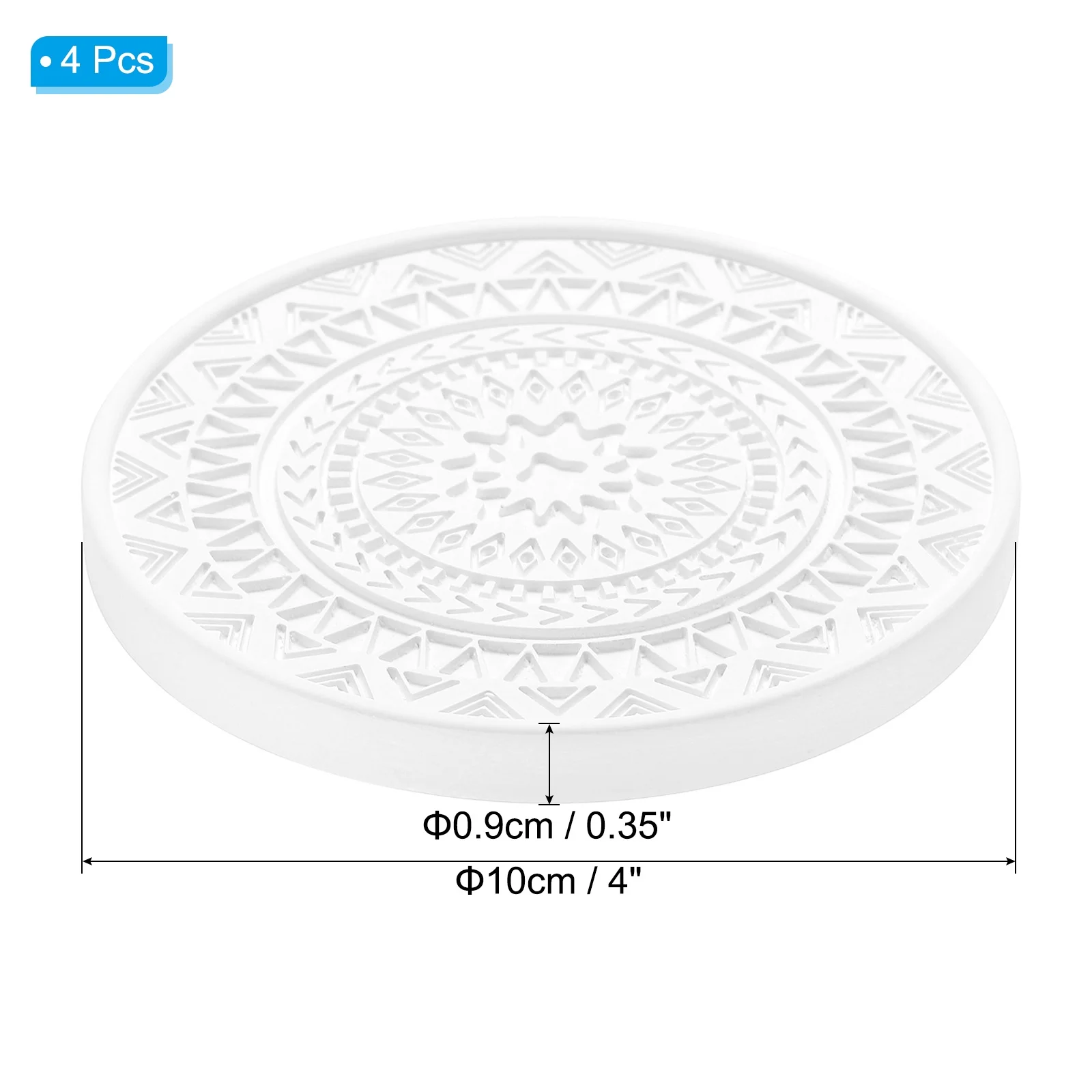 Uxcell 4 Inch Absorbent Diatomaceous Coaster, Instant Dry Drip Tray for Indoors, White 4Pcs