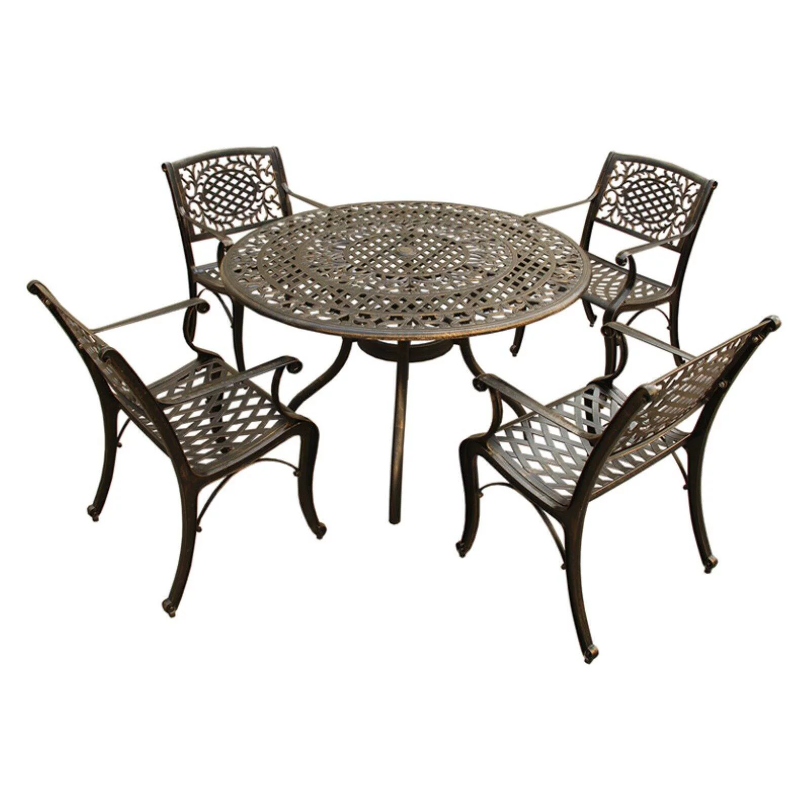 Oakland Living Ornate Mesh Lattice Aluminum 5 Piece Patio Dining Set