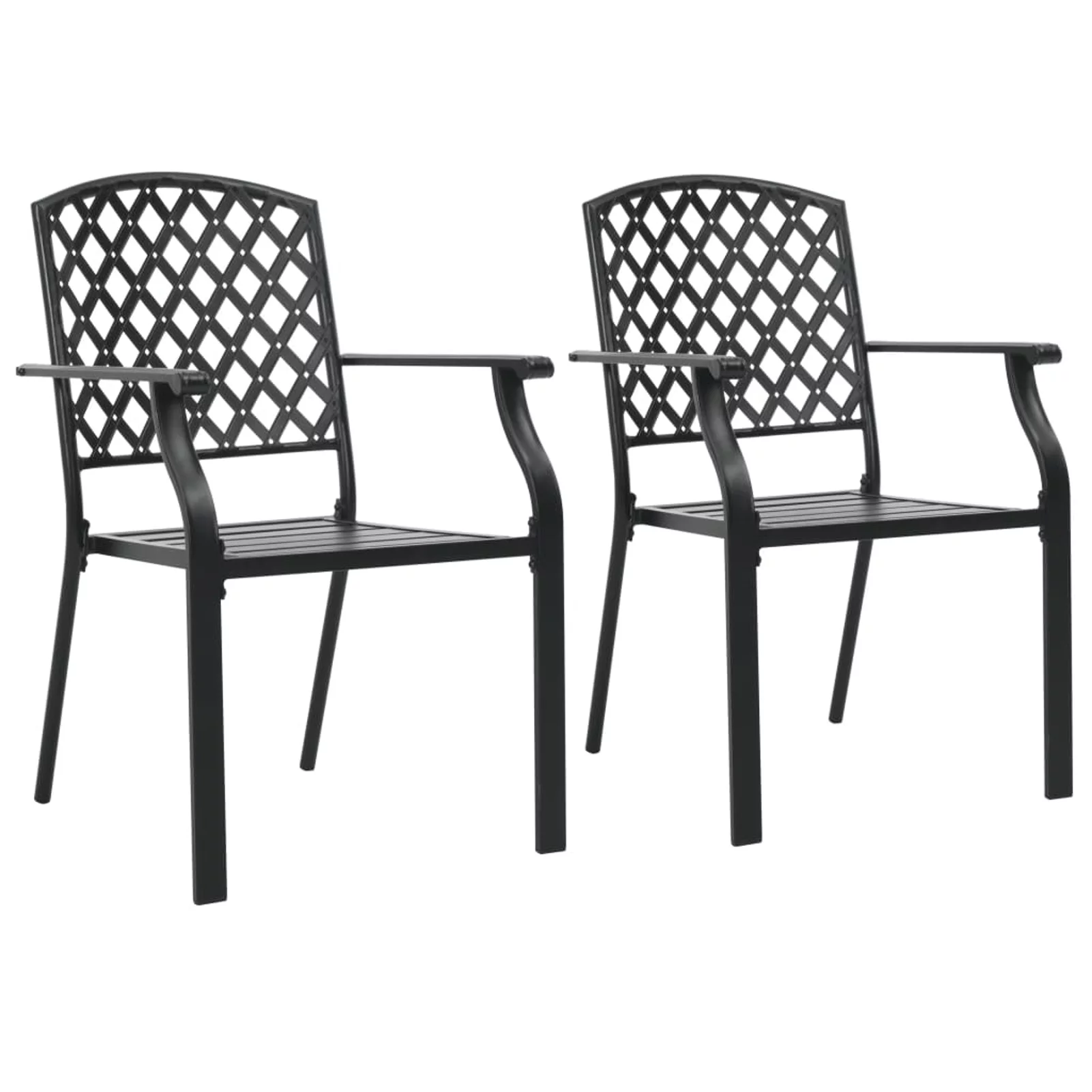 moobody 2 Piece Garden Chairs Steel Stackable  Dining Chair Black for Patio, Backyard, Lawn, Balcony, Dining Room,  Furniture 22 x 25.6 x 35 Inches (W x D x H)