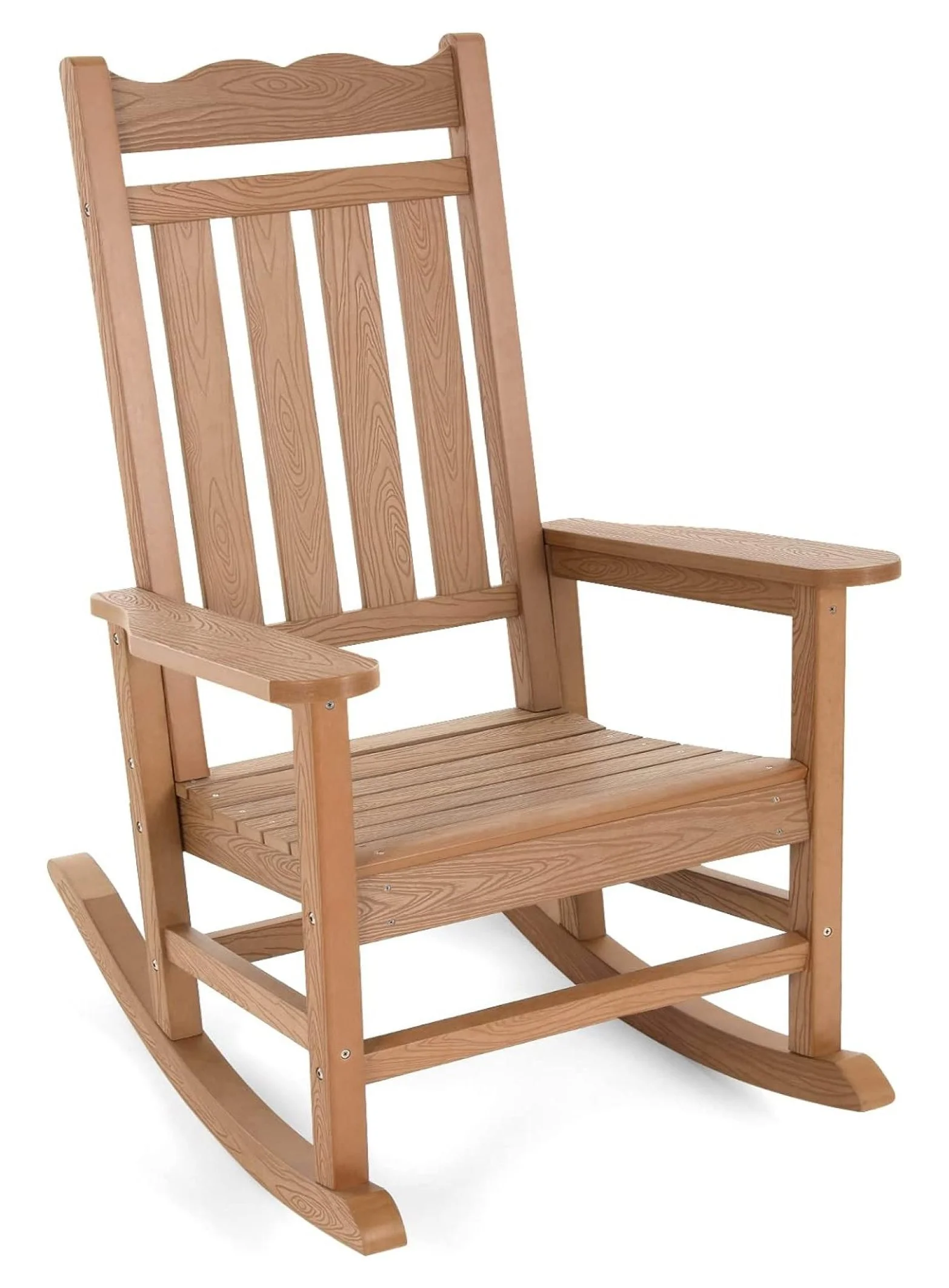 Oversized Outdoor Rocking Chair, Porch Rocker with 400 lbs Weight Capacity, Weather Resistant, for Backyard, Lawn, Patio, , Garden and Indoor, Teak