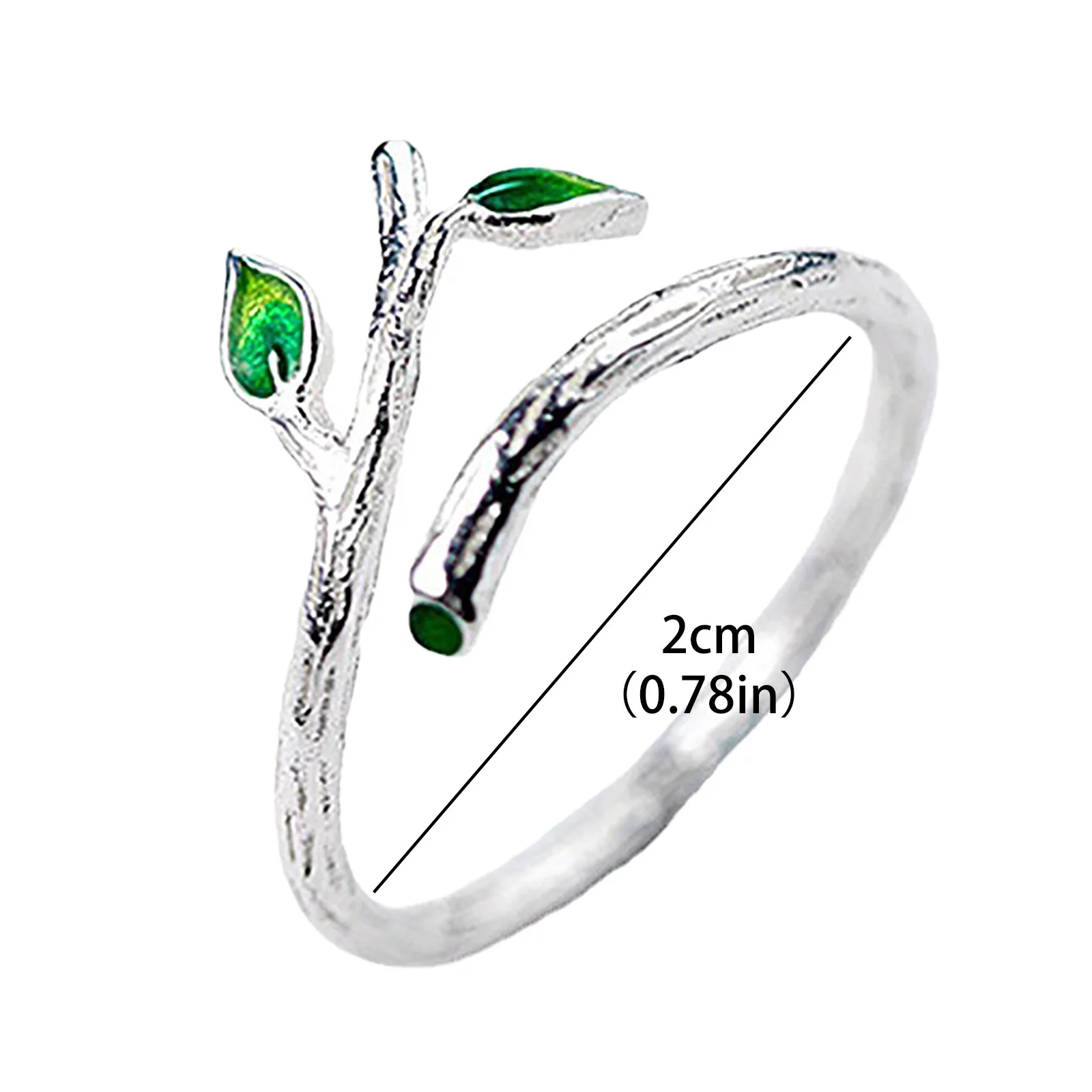 XZZjjl Sterling Silver Rings Round Shape Fashionable Nature Branch Leaves Ring Opening Adjustable Ring Jewelry