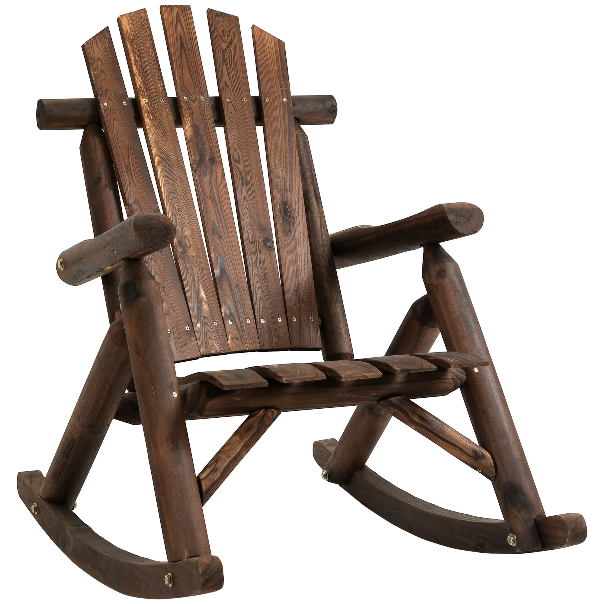 Outdoor Wooden Rocking Chairs with Oversized Backboard Bars are Stylish Design, Garden Rocking Chairs, Porches, Poolsides, Carbonized