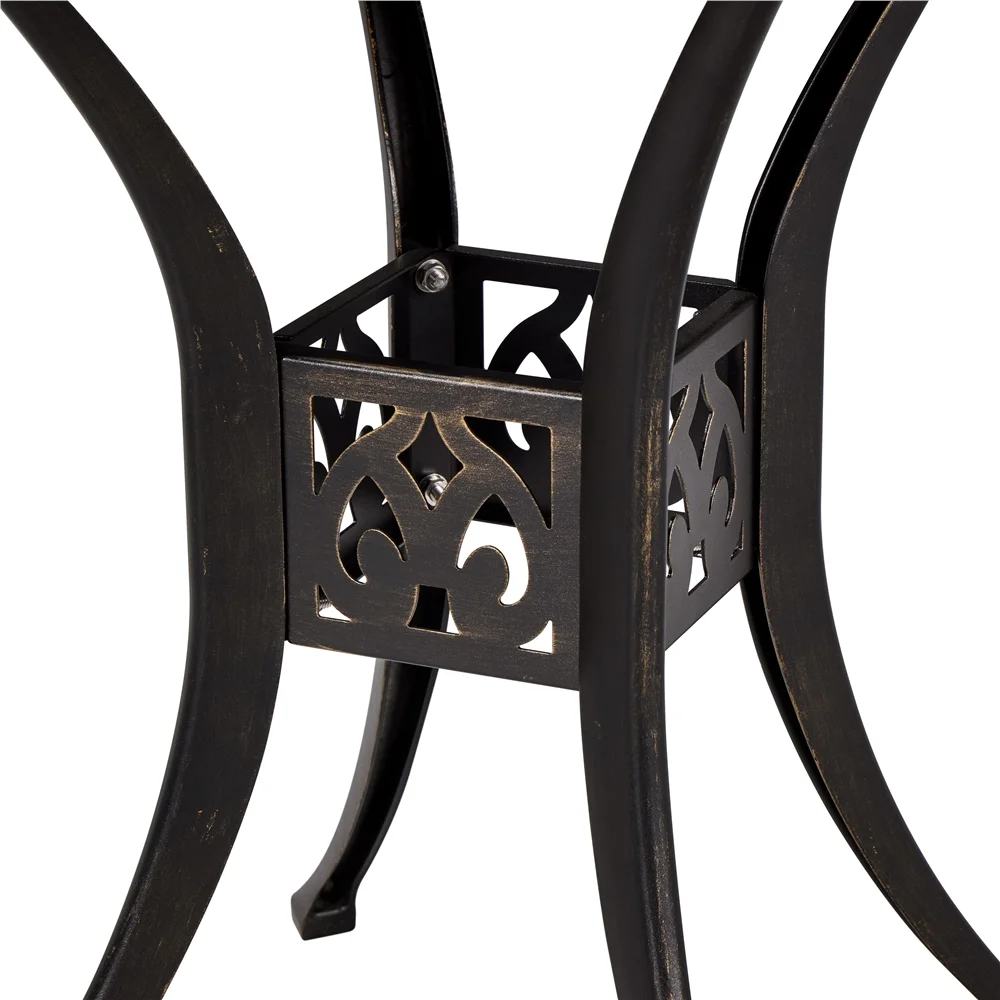 Yaheetech 31in Round Bistro Table with Umbrella Hole, Bronze