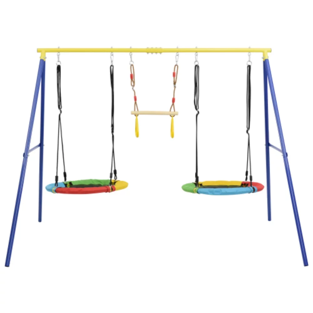 Outdoor Toddler Saucer Swing Set for Backyard, Playground Tree Swing Sets with Steel Frames, with Disc Tree Swing Playset