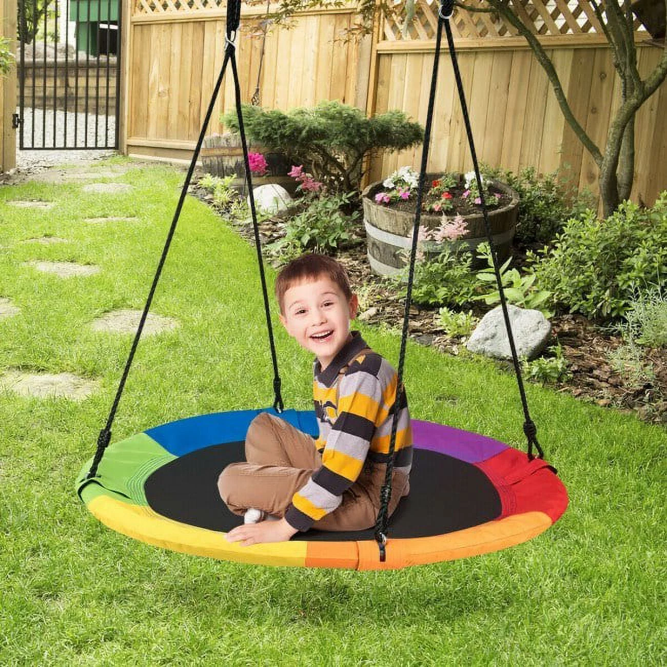 Versatile Flying Saucer Tree Swing - 1 - 6.0 - Swing into year-round fun!