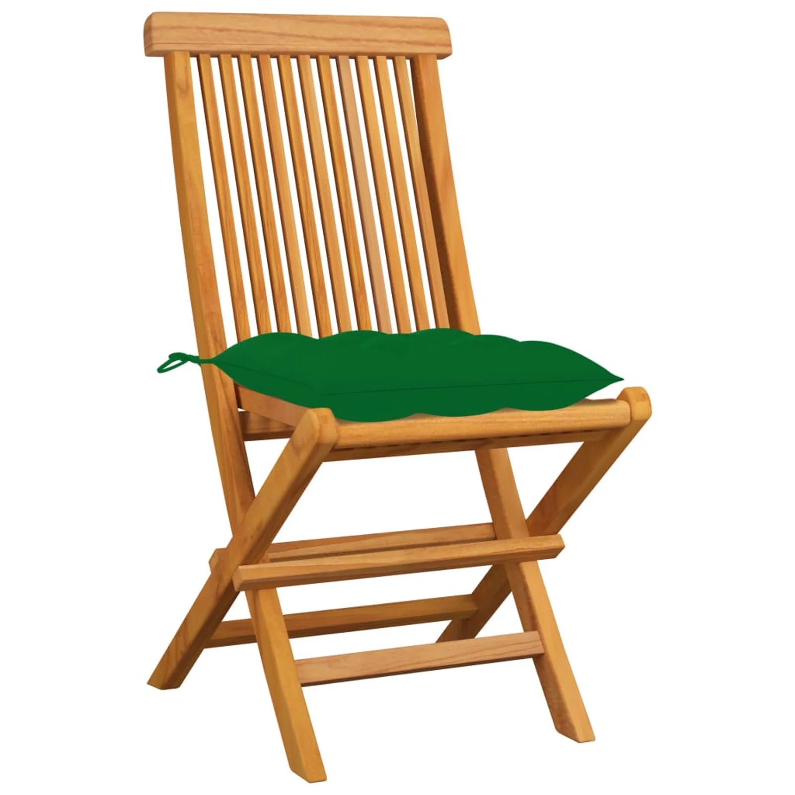 Aibecy Patio Chairs with Green Cushions 4 pcs Solid Teak Wood