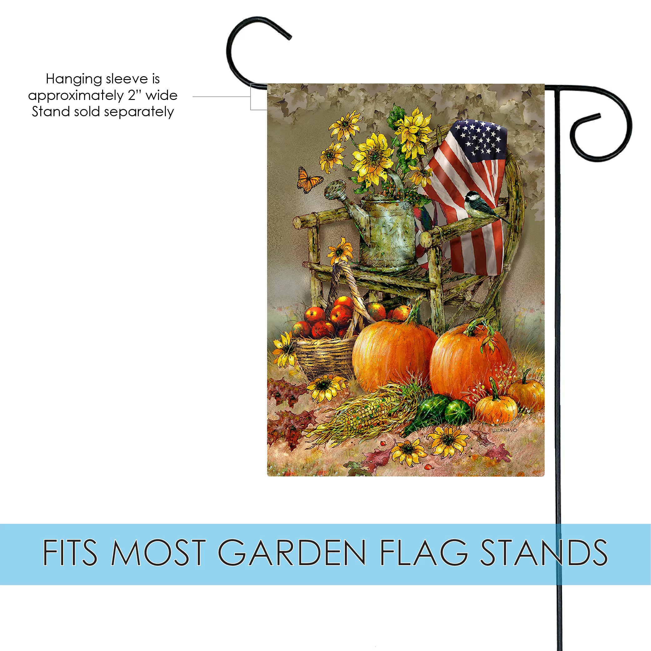 Toland Home Garden Autumn Chair Harvest Fall Flag Double Sided 12x18 Inch