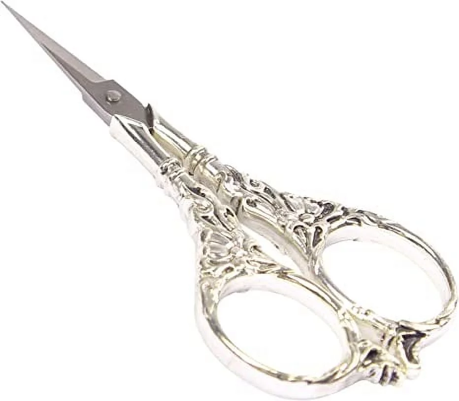 NAMZI Vintage European Style Scissors Stainless Steel for Cross Stitch Cutting Embroidery Sewing Handcraft Craft Art Work DIY Tool(Silver)
