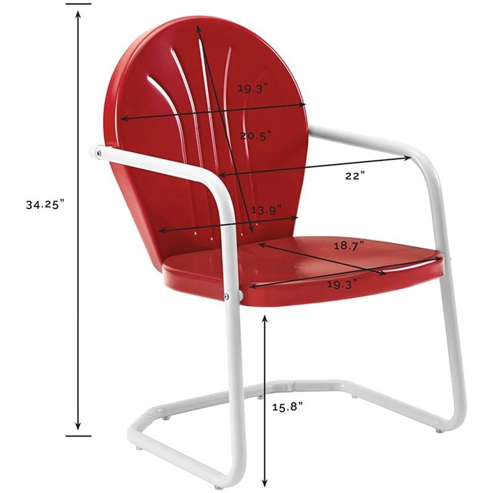 Home Square Griffith 3 Piece Modern Metal Patio Chair Set in Red
