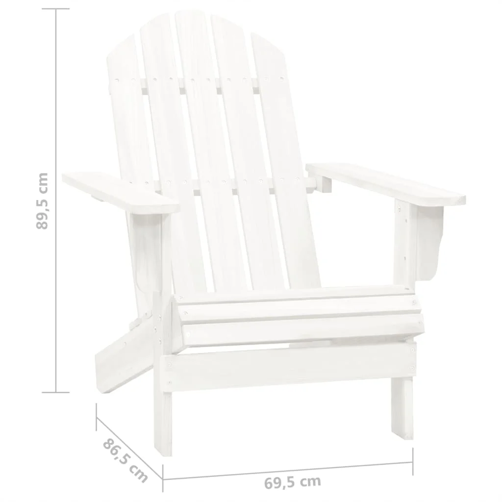 Patio Adirondack Chair with Table Solid Fir Wood White