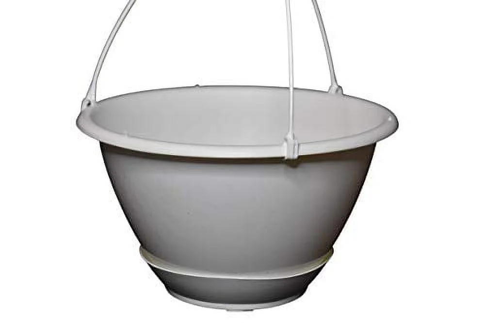 White Plastic Hanging Basket With Saucer For Indoor/Outdoor Use By (5)