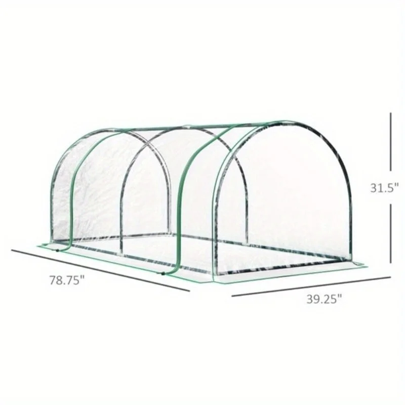 78' x 39' x 31.5' Mini Greenhouse, Portable Tunnel Green House with Roll-Up Zippered Doors, PVC Waterproof Cover, Steel Frame