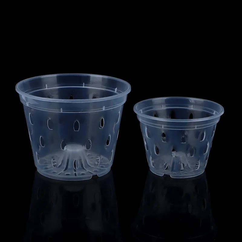 1Pc Flowerpot Garden Planter Drainage Pots with Holes Transparent Orchid Baskets Plastic Breathable Flower Pots Accessories