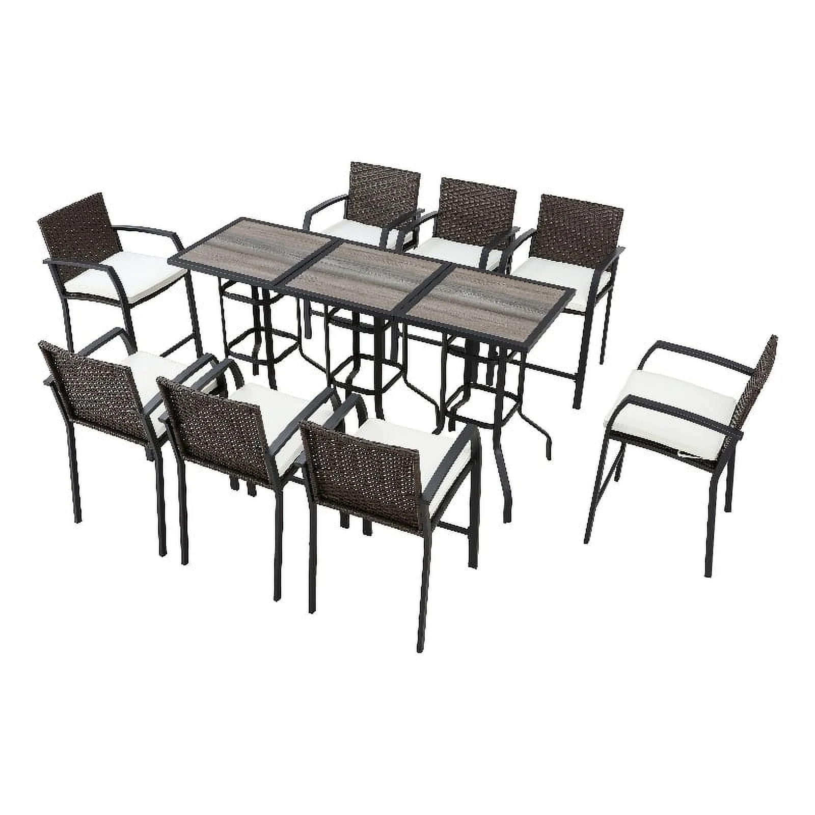Patio Festival Metal 11-Piece Outdoor Dining Set in Brown & Black Finish
