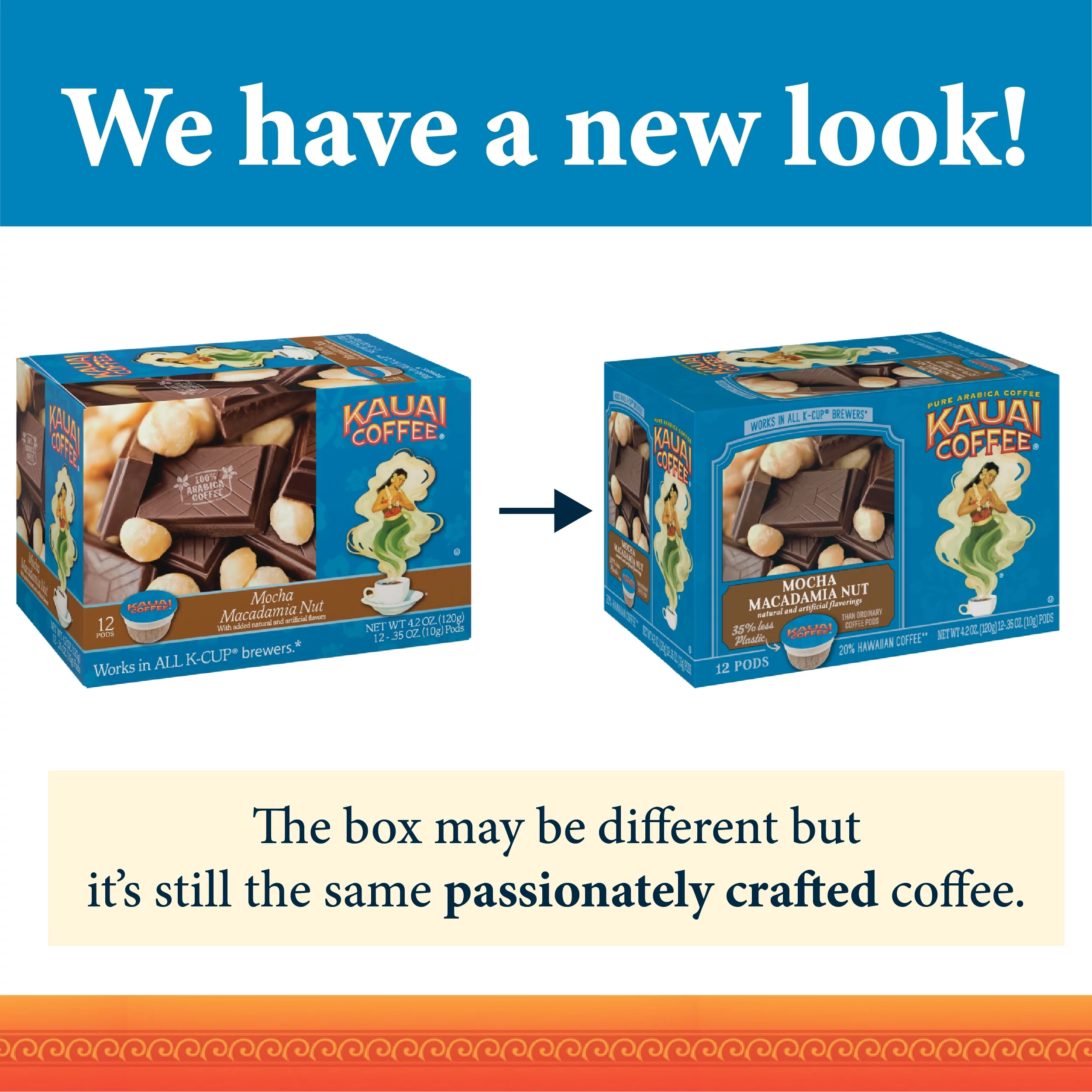 Kauai Coffee Mocha Macadamia Nut K-Cup Coffee Pods, Medium Roast, 12 Ct