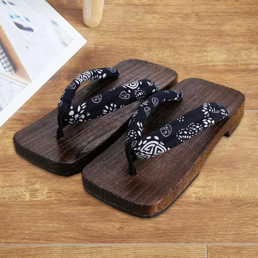 Japanese Clogs Slippers Sandals Flops for Men Women - Blue Square 42