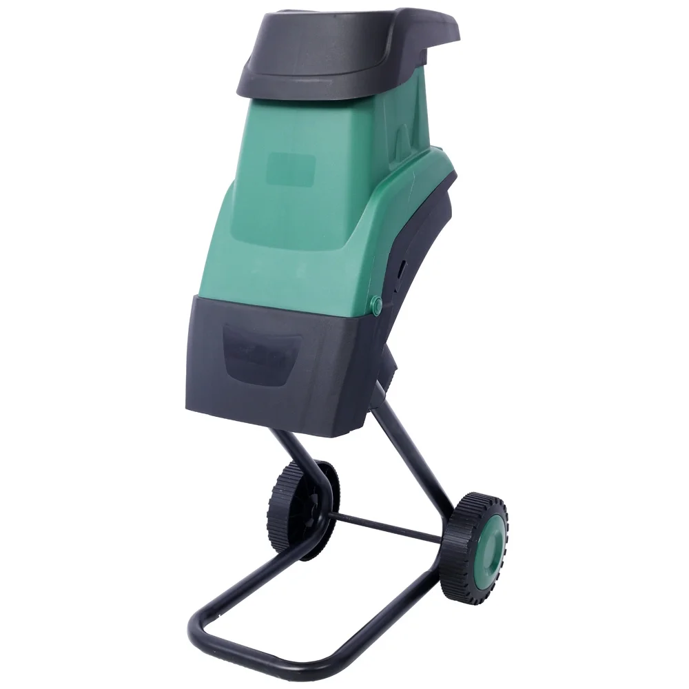 Yone jx je 15Amp Electric Wood Chipper/Shredder with Wheels Electric Garden Shredder Portable Chipping Width Collection Bag, Double Sided Blade System, Auto Shut-Off Green