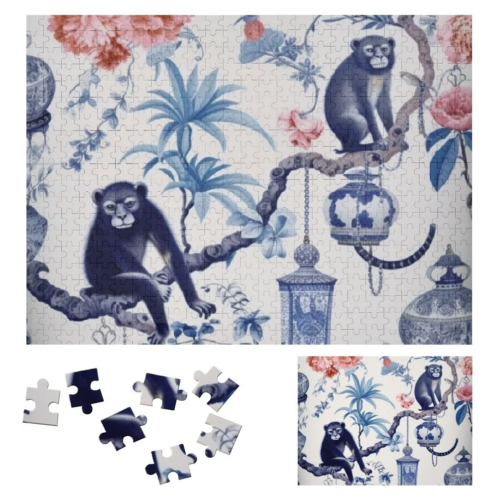 CANFLASHION Monkeys Flowers Annabel Kidston Wooden Puzzle Game Toy Gift for Family Friends 500 PCS