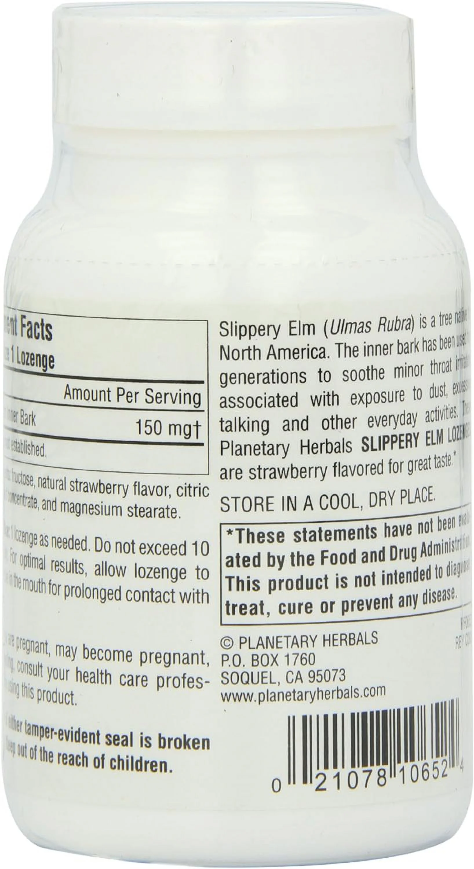 Planetary Herbals Slippery Elm Lozenges Strawberry 100 Lozenge