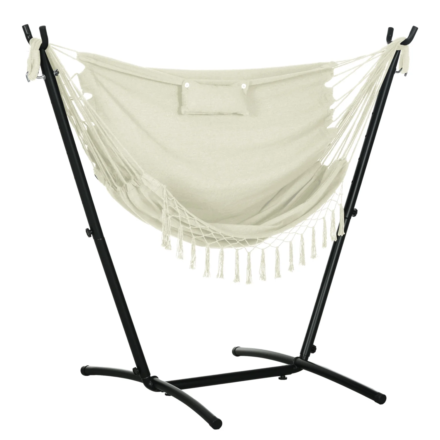 LEIYEHOOM Patio Hammock Chair with Stand  Outdoor Hammock  Hanging Lounge Chair with Side Pocket and Headrest  Cream