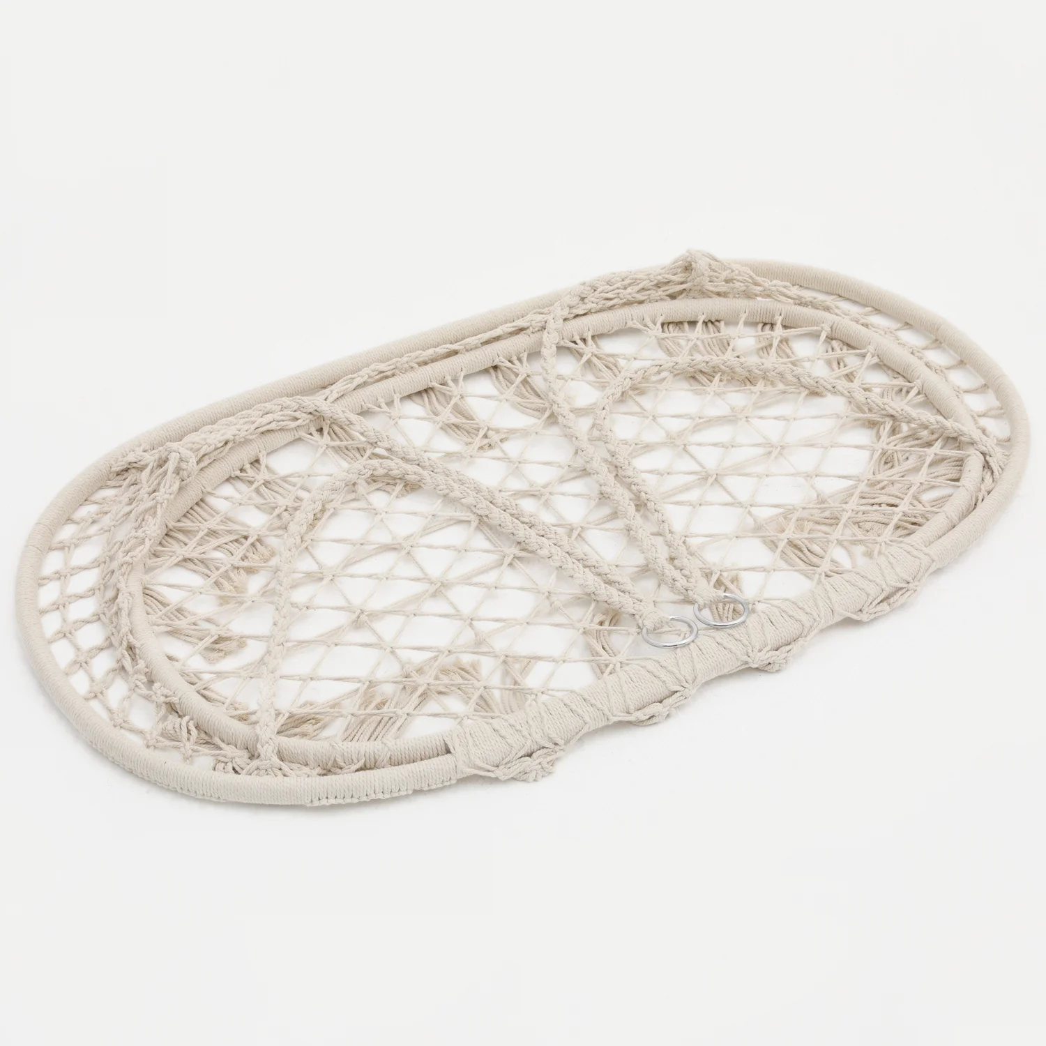 Patio Macrame Hammock Relaxing Chair Garden Hanging Rope Swing 2-Seat w/Cushion